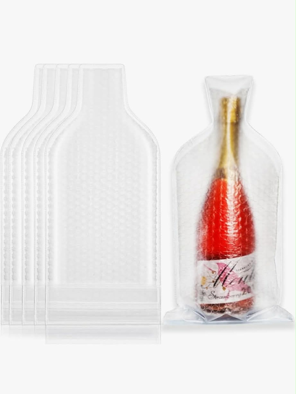 Clear Bubble Wine Bottle Shipping Bags - 6 Pack